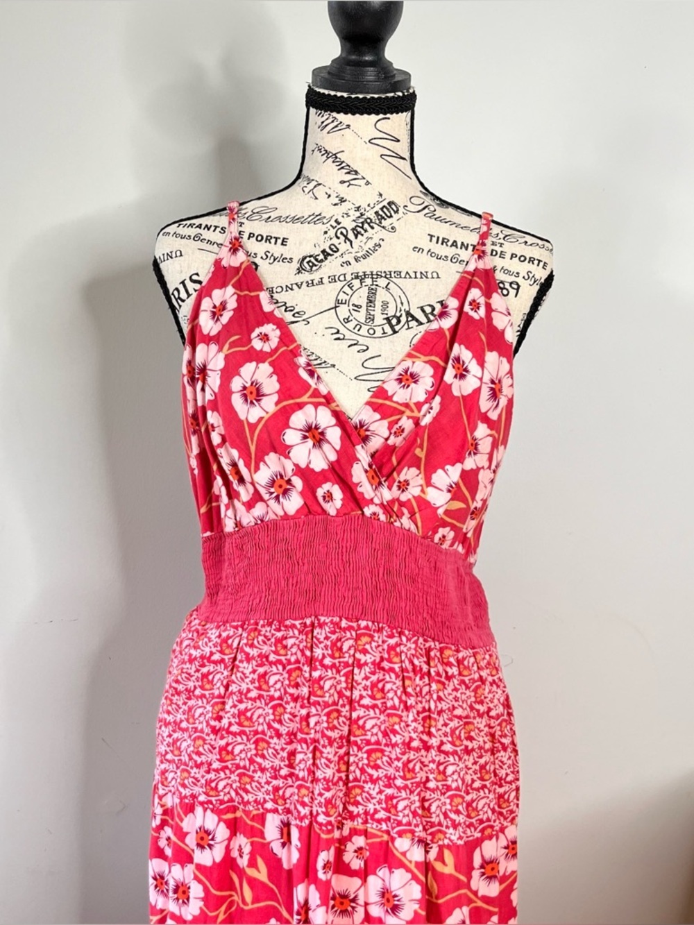 Y2K Floral Women’s multicolor Pink Maxi Dress Size L. Vacation, summer, beach.